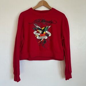 NWOT - Ed Hardy Women's Red Graphic Top